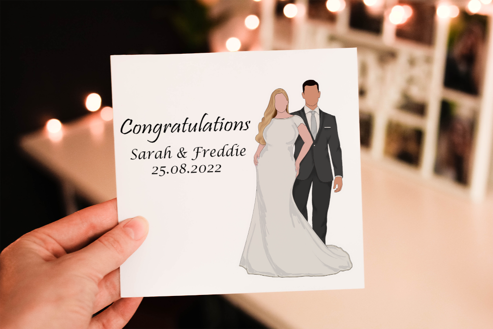 Bride & Groom Wedding Card, Wedding Day Card, Custom Wedding